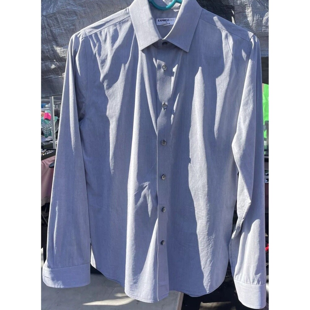 Express Extra Slim Fit Men's Blue Long Sleeve Button Up Dress Shirt Sz M 15-15.5